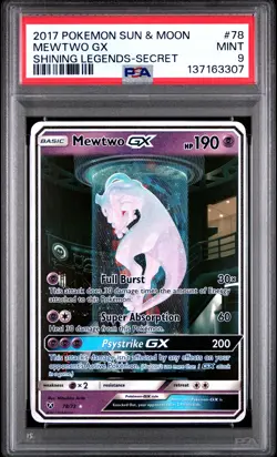 2017 POKEMON SUN & MOON SHINING LEGENDS SECRET #78 MEWTWO GX PSA 9 - Image 1