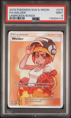 2019 Pokemon Sun & Moon Unbroken Bonds #214 Full Art Welder PSA 9 - Image 1