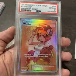 PSA 10 GEM MINT 2019 Pokemon Unbroken Bonds WELDER #214 Full Art Ultra Rare - Image 1