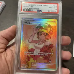 PSA 10 GEM MINT 2019 Pokemon Unbroken Bonds WELDER #214 Full Art Ultra Rare - Image 2