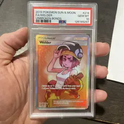 PSA 10 GEM MINT 2019 Pokemon Unbroken Bonds WELDER #214 Full Art Ultra Rare - Image 4