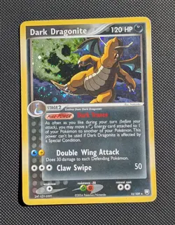 READ Dark Dragonite 15/109 Holo Ex Team Rocket Returns Pokemon TCG 2004 Swirl - Image 1