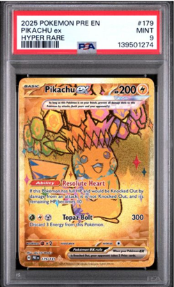 2025 POKEMON PRE EN-PRISMATIC EVOLUTIONS #179 PIKACHU ex HYPER RARE PSA 9 - Image 1