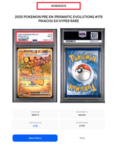 2025 POKEMON PRE EN-PRISMATIC EVOLUTIONS #179 PIKACHU ex HYPER RARE PSA 9 - Image 3