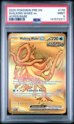 2025 POKEMON PRE EN-PRISMATIC EVOLUTIONS HYPER RARE #178 WALKING WAKE EX PSA 9 - Image 1