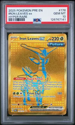 2025 POKEMON PRE EN-PRISMATIC EVOLUTIONS HYPER RARE #176 IRON LEAVES EX PSA 10 - Image 1