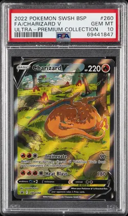 2022 POKEMON SWSH BLACK STAR PROMO #260 FULL ART/CHARIZARD V PSA 10 - Image 1