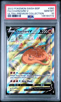 2022 POKEMON SWSH BLACK STAR PROMO #260 FULL ART/CHARIZARD V PSA 10 - Image 1