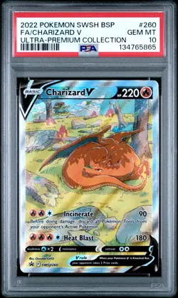 2022 POKEMON SWSH BLACK STAR PROMO #260 FULL ART/CHARIZARD V PSA 10 - Image 1