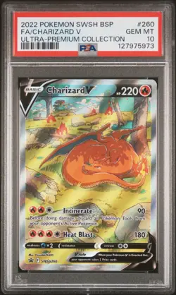 2022 POKEMON SWSH BLACK STAR PROMO #260 FULL ART/CHARIZARD V PSA 10 - Image 1
