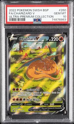 2022 POKEMON SWSH BLACK STAR PROMO #260 FULL ART/CHARIZARD V PSA 10 - Image 1