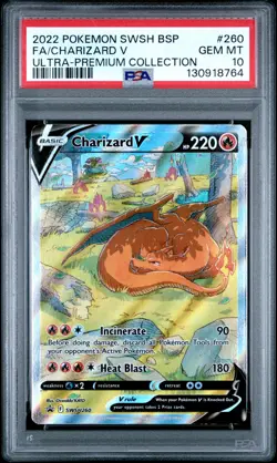2022 POKEMON SWSH BLACK STAR PROMO #260 FULL ART/CHARIZARD V PSA 10 - Image 1