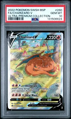 2022 POKEMON SWSH BLACK STAR PROMO #260 FULL ART/CHARIZARD V PSA 10 - Image 1