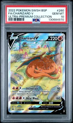2022 POKEMON SWSH BLACK STAR PROMO #260 FULL ART/CHARIZARD V PSA 10 - Image 1