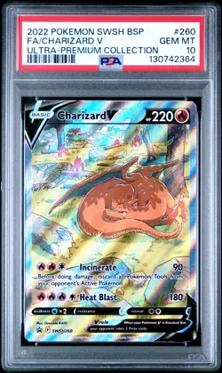 2022 POKEMON SWSH BLACK STAR PROMO #260 FULL ART/CHARIZARD V PSA 10 - Image 1