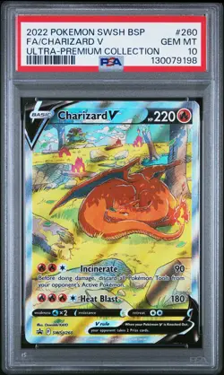 2022 POKEMON SWSH BLACK STAR PROMO #260 FULL ART/CHARIZARD V PSA 10 - Image 1