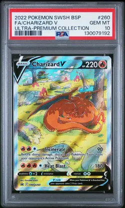 2022 POKEMON SWSH BLACK STAR PROMO #260 FULL ART/CHARIZARD V PSA 10 - Image 1