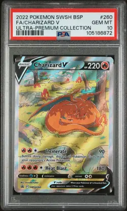 2022 POKEMON SWSH BLACK STAR PROMO #260 FULL ART/CHARIZARD V PSA 10 - Image 1