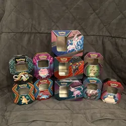 🔥 Lot of 10 Empty Pokemon Card Tins Mint Condition No Cards Included! - Image 1