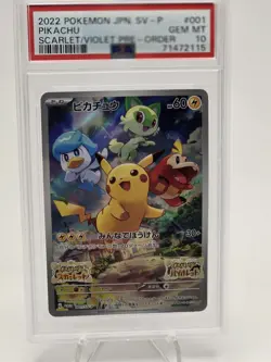 2022 Pokemon JPN SV Promo Pikachu Card 001/Sv-p PSA 10 - Image 1
