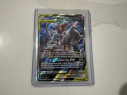 Pokemon TCG Mewtwo & Mew GX Rare *scratches Are Only On the Protector Not Card* - Image 1