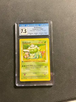 CGC 7.5 Bulbasaur Pokemon Card 1st Edition Base Shadowless - Image 1