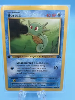 Pokemon Card Horsea Fossil 49/62 1st Edition Common WOTC Vintage NM (1) - Image 1