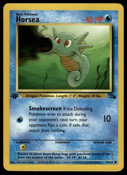 Pokemon HORSEA 1st Edition Card 49/62 Fossil Set WoTC 1999 - NM! Original Owner - Image 1