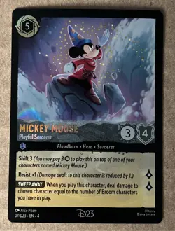 D23 Expo 2024 Disney Lorcana Mickey Mouse Playful Sorcerer Promo Card - Image 1
