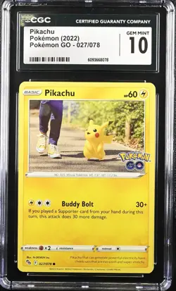 Pikachu Pokemon GO 027/078 CGC 10 Gem Mint 2022 Graded Pokemon Card - Image 3