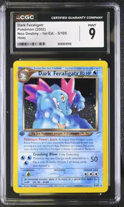 CGC 9 MINT Dark Feraligatr Neo Destiny 1st Edition 5/105 Holo Pokemon Card - Image 1