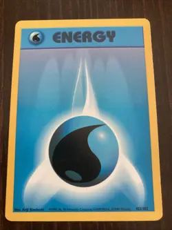Water Energy 102/102 Base Set Rare Vintage 1999 Pokemon Card Blue - Image 1