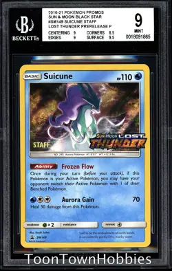 BGS 9 Pokemon - Suicune SM149 Holo - Lost Thunder Staff Promo Card - Image 1