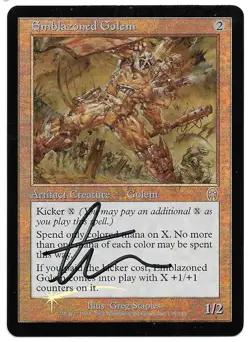 MTG M:tG APOCALYPSE Emblazoned Golem FOIL - SIGNED by Greg Staples! - Image 1