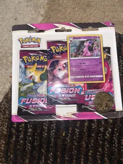 Pokemon Sword & Shield Fusion Strike 3-Pack Booster Blister (Espeon) Sealed - Image 1