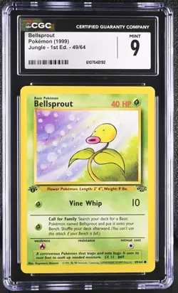 CGC MINT 9 Pokemon Bellsprout 49/64 1999 Jungle 1st Edition - Image 1