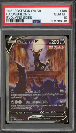 Pokemon Umbreon V Evolving Skies Full Alt Art #189 PSA 10 Gem Mint - Image 1