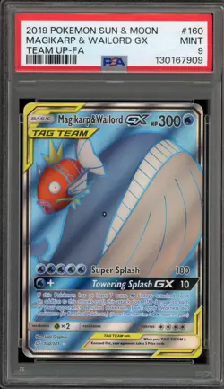 Pokemon Magikarp & Wailord GX Team Up Full Art #160 PSA 9 Mint - Image 1
