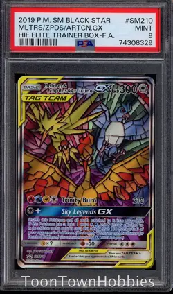 PSA 9 Pokemon - Moltres & Articuno & Zapdos GX SM210 - Hidden Fates ETB Promo - Image 1