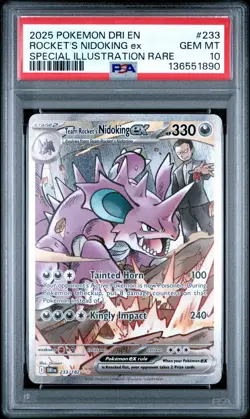 2025 POKEMON DRI SPECIAL ILLUSTRATION RARE #233 TEAM ROCKET'S NIDOKING EX PSA 10 - Image 1