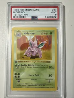 Pokemon PSA 9 1st Edition Nidorino 037/102 Base Set (Shadowless) - Image 1