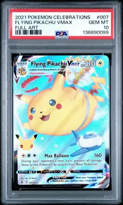Pokemon 2021 Celebrations Flying Pikachu VMAX 007/025 Full Art Rare PSA 10 - Image 1