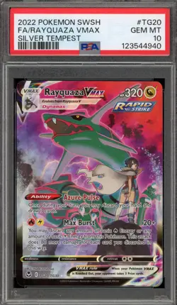Pokemon Rayquaza VMAX Silver Tempest Trainer Gallery Full Art #TG20 PSA 10 - Image 1