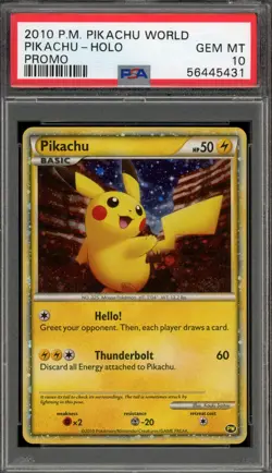 Pokemon Pikachu World Coll. Holo Promo PSA 10 Gem Mint - Image 1