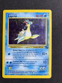 Lapras Pokemon TCG Fossil 10/62 Holo Rare Vintage - Image 1