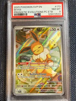 Eevee 173 PSA 8 Pokemon Center promo Prismatic Evolutions ETB 2025 NM-Mint - Image 1