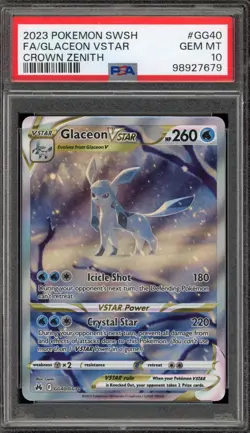 Pokemon Glaceon VSTAR Crown Zenith Galarian Gallery Full Art #GG40 PSA 10 - Image 1
