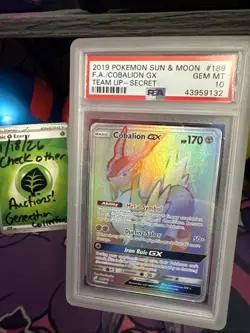 2019 Pokemon Sun Moon Team Up Cobalion GX FA Rainbow Secret Rare #189/181 PSA 10 - Image 2