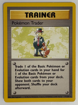 Pokemon TCG Trainer Pokemon Trader Base Set 77/102 Unlimited Rare LP - Image 1