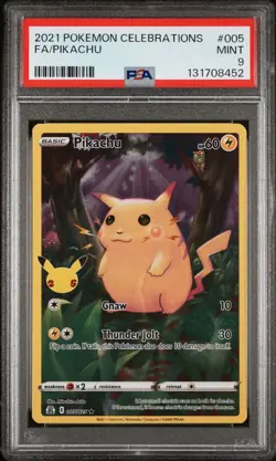 2021 Pokemon Celebrations Pikachu Full Art Holo PSA 9 Mint 005/025 - Image 1